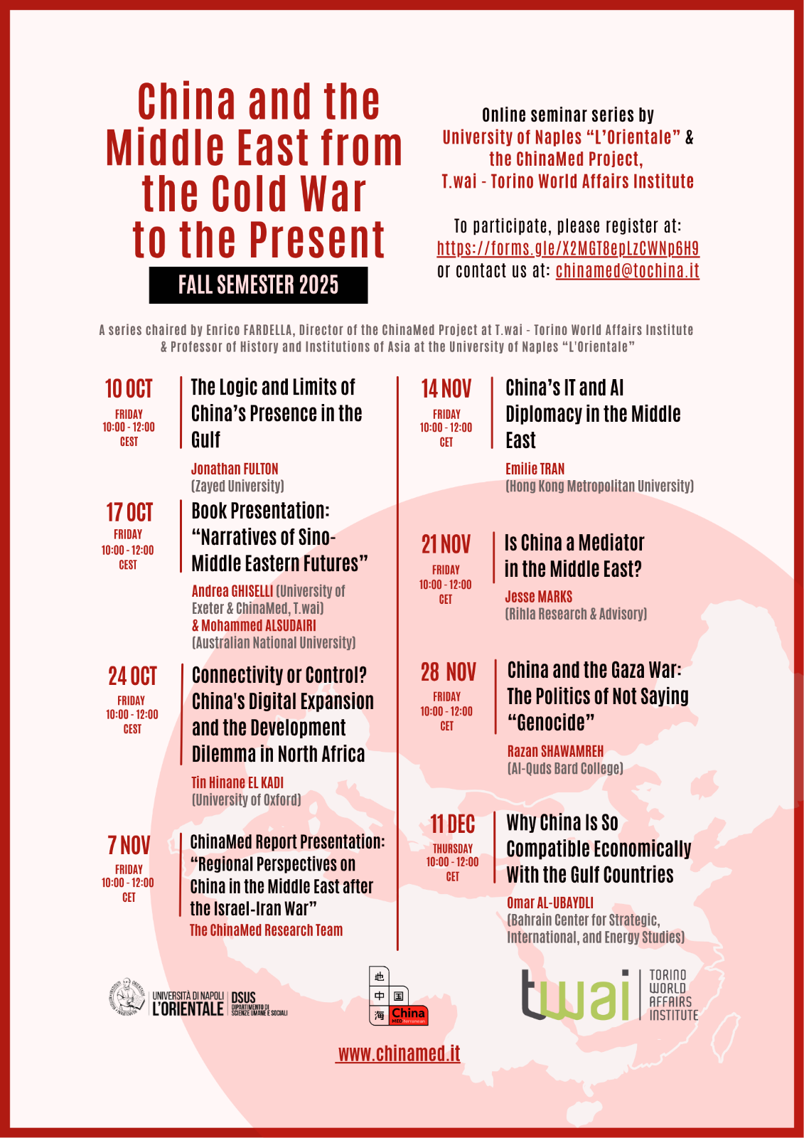 China and the Middle East from the Cold War to the present – Fall 2025
